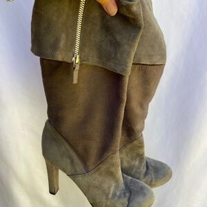 Franco Sarto grey suede heeled boots